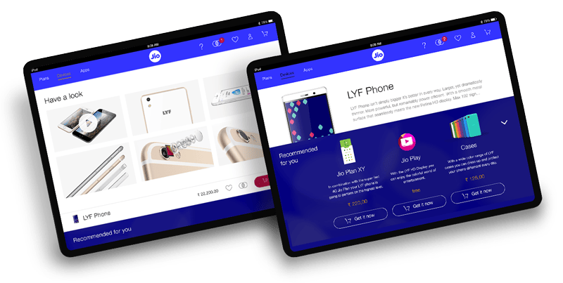 zwei iPads zeigen die Jio Instore App