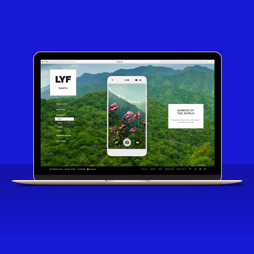 Laptop zeigt UI-Design der LYF Webseite